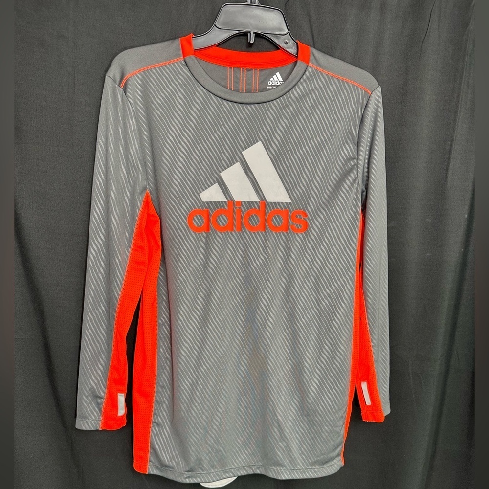 Adidas Gray and Red Long Sleeve Shirt size 14/16 pre owned Exellent condition
